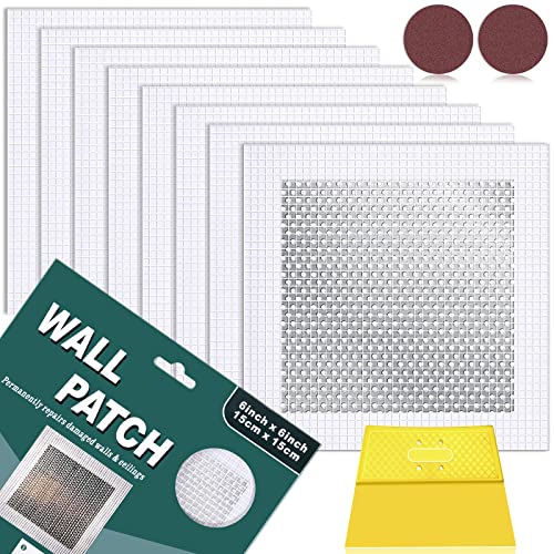 8 Pack 6 * 6 Inch Drywall Repair Patch, Drywall Repair Kit with Extended Self-Adhesive Mesh, Large Hole Patch Repair for Drywall, Heavy Duty Dry Wall Hole Repair Patch - color: 8 Pack 6 * 6 Inch Drywall Repair Kit