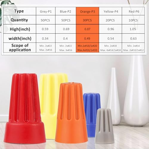 600 Pcs Orange Wire Connectors Nuts, Electrical Wire Caps Insulated - color: Orange-600PCS
