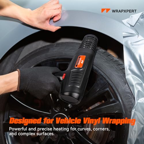 WRAPXPERT Heat Gun for Vinyl Wrap 1600W 122℉-1202℉ with 2 Air Speeds Variable Temperature, Fast Heating Heavy Duty Hot Air Gun for Car Wrap, Window Tint, Crafts, Shrinking Tubing, Stripping Paint - color: Black