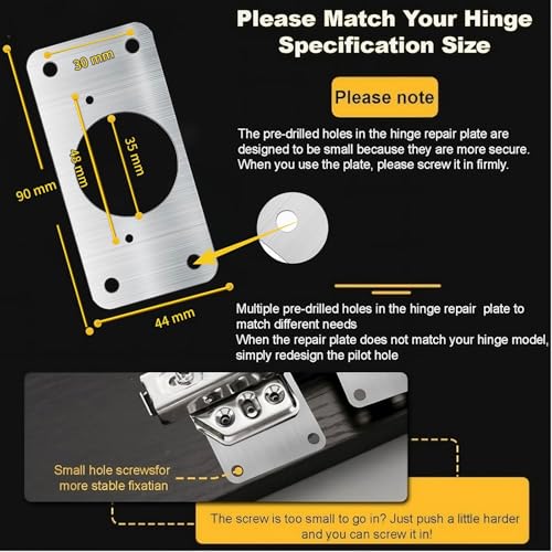 Cabinet Hinges Repair Plate, Hinge Repair Brackets, Hinge Repair Plate Kit - size: Small-A