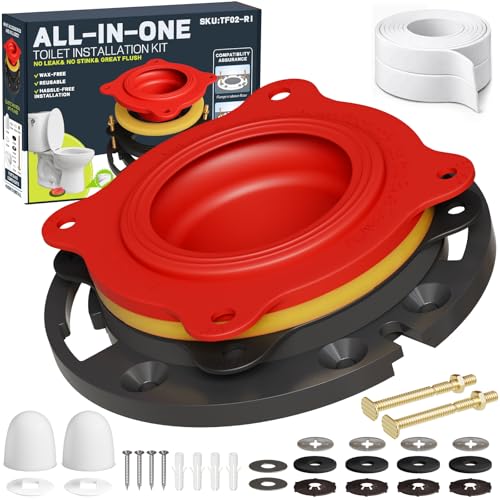 Toilet Flange Repair Kit & Elastic Wax Ring with Caulk Tape, Universal Fit - style: TF02-RI Flange Kit