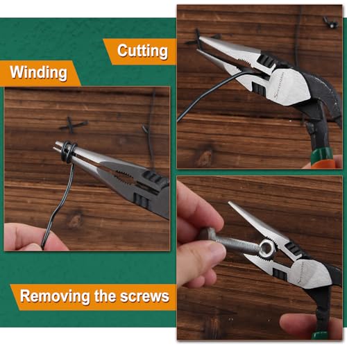 SPEEDWOX High Leverage Long Nose Pliers Pistol Grip Pliers High Leverage Pistol Grip Professional Tool Wire Cutters Reduce Effort by 35% Offset Angled Head Offers Increased Access and Leverage - style: Long Nose Pliers