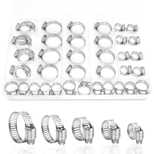 Hose Clamp, 40PCS Fuel Line Clamp, 1/4" to 1-1/8" Radiator Hose Clamps - size: Multi-40PCS