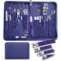 30Pcs Manicure Pedicure Kit，Nail Clippers Kit Professional and Stainless Steel Nail Care Tools，Toenail Clipper Cutters Men's Accessories Whit Beauty Tools Luxurious Travel Case (Blue) - color: 30 in 1 Blue