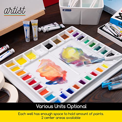 MEEDEN Ceramic Watercolor Palette: 33-Well Large Paint Palette with Lid - size: 13.5 x 10.8 inch-with lid