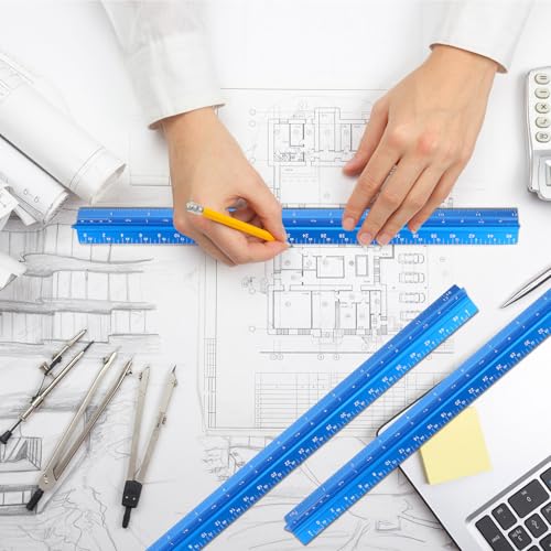 Macarrie 10 Pcs Architectural Scale Ruler 12" Engineers Scale Set, Blue - color: Blue