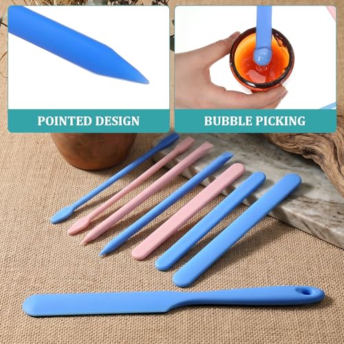 8 Pcs Reusable Wax Sticks, Reusable Epoxy Paint Mixing Sticks, Colored Silicone Wax Stick, Waxs Spatula for Resin Mixing, Paint, Liquid, Facial Mask Stirring Rods