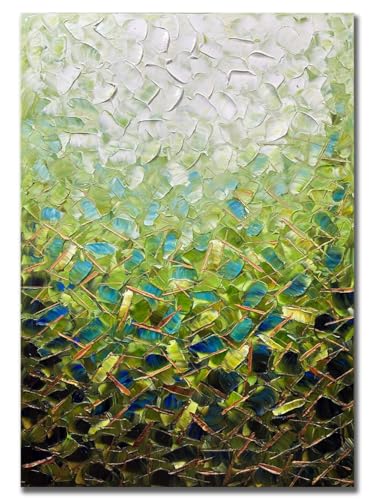 zoinart Textured Green Oil Painting on Canvas, Abstract Paintings Green Wall Art, Modern Wall Paintings for Living Room Wall Decor - color: YH-B204