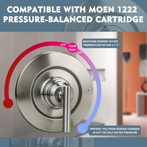 Modoo T2901BN Brushed Nickel Shower Lever Handle Trim Kit, Posi-Temp Valve, 1/2 in Sweat Inlet, NPT Outlet, 2 Ports, Globe Valve, Metal with Nickel Finish, Easy Installation, 1-Year Warranty - color: Brushed Nickel