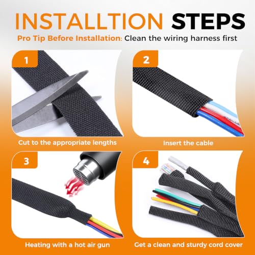 Automotive Heat Shrink Wire Sleeve Cord Protector 1-1/8''-26ft - size: 1-1/8"-26ft