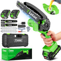 Tietoc Mini Chainsaw 6-Inch with 2 Batteries, Electric Saw, Stocking Stuffers Christmas Birthday Gifts Present for Men Dad Husband Gardener Adults, Cool Gadgets 2025 - color: ‎green-2 Batteries