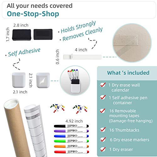 Large Dry Erase Wall Calendar - 60“ x 38" Undated Blank Yearly Planner - Giant Whiteboard 12 Month Poster - Premium Laminated Calendar for Classroom, Office, Project & Family Schedule - size: 60"x38"Yearly