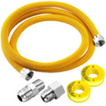 Puxyblue [2026 New] 72" Flexible Gas Line Kit for Dryer Stove Range Water Heater - 1/2" OD(3/8" ID) Flexible Stainless Steel Gas Dryer Kit Come with 1/2" MIP & 1/2" FIP Additional Raw Belt - size: 72 inches