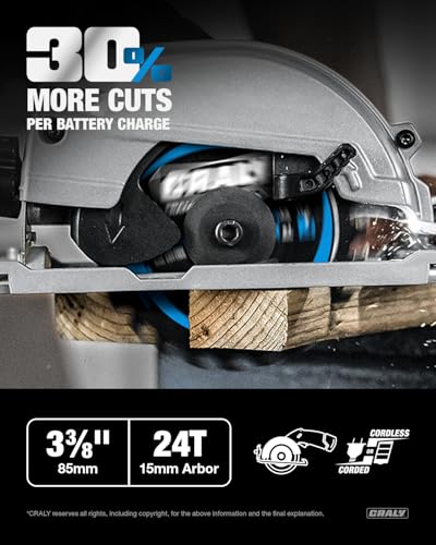 CRALY 3-3/8 Inch 24&36 Teeth Wood Cutting Framing/Fine Finish Circular Saw Blade, 15mm Arbor, Carbide Tipped, Thin Kerf, Black Ice™, for Plywood, MDF, OSB, Laminated, 2-Pack(C032436-2) - size: 3-3/8 inch, 0.591 inch arbor, 24&36T