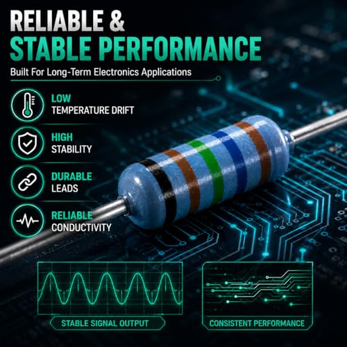 50 Values Metal Film Resistor Kit,1/4W 1% High Precision Axial Lead Resistors, Resistor Assortment with Storage Box for DIY Projects,Electronic Repair Circuit (1/4W-50Values-500PCS, Metal) - style: 1/4W-50Values-500PCS