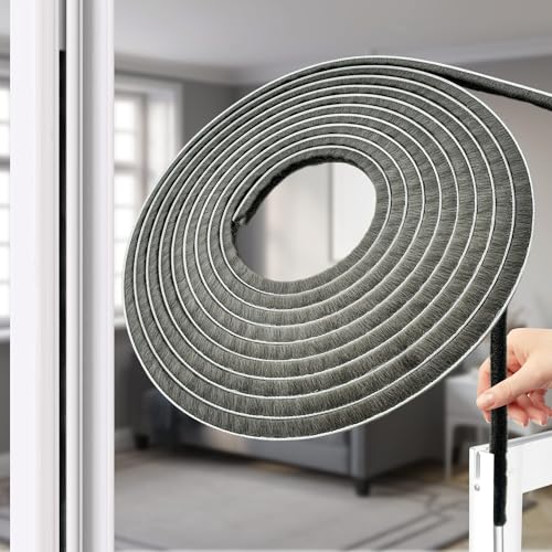 Weather Stripping Brush Door Seal Strip- Card Slot Weatherstrip for Sliding Windows & Doors - No Adhesive Backing - size: 32.8FT, 3/16''Wide X 1/4''Thick