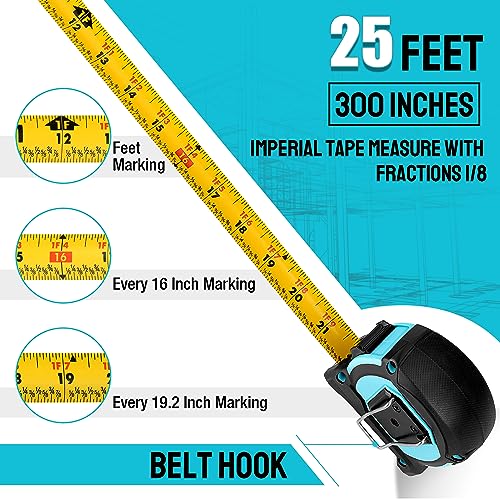 DURATECH 25FT Magnetic Double-Sided Tape Measure, Easy Read Measuring Tape - size: 25 FT, style: 2 Pack