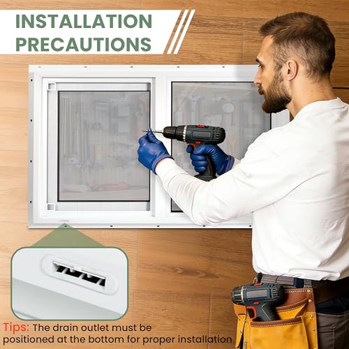 Vinyl Basement Window, Bathroom Sliding Window 32" x 20" White | Double Pane Insulated Tempered Glass and Fiberglass Screen for Basement, Bathroom, Shed - size: 32x20 IN
