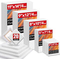 Stretched Canvas for Painting, Multi Size 11x14, 9x12, 8x10, 5x7, 4x4(4 of Each), 20 Packs Primed Blank Canvases, Very Good for Beginners or Professionals. - size: Multisize-20Pack