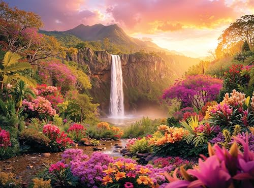Adult Jigsaw Puzzle Hawaiian Waterfall 1000 Piece - color: Hawaii Waterfall