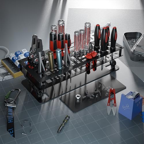 Screwdriver Organizer Holder Rack: Height Adjustable (Black) - color: Black