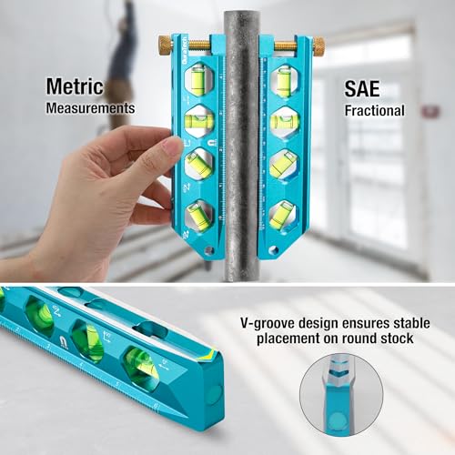 DURATECH 3-Piece Level Tool Set, Magnetic Torpedo Level with V-Groove - size: 3PCS(2.5", 6.25", 8")