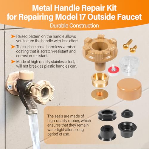 RK-17MH Outside Faucet Repair Kit Metal Handle - Replacement for Woodford Model 17 Outdoor Wall Hydrant, Frost-Free Design, EPDM Packing, 12-Piece Kit