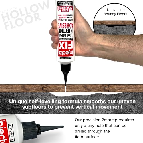 Floor-Fix Pro Injectafix - All in One Repair Kit for Loose/Hollow & Tiles Repair + Squeaky Wood, LVT & Laminate. Includes Anti- Clog Air-Tight Cap. Does NOT Require Caulk Gun - color: 1