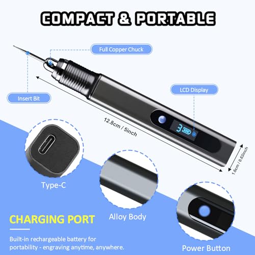 Engraving Pen Kit Cordless Rotary Tool with Carry Case Rechargeable Engraver with 47 Bits for Wood Carving Glass ,Jewelry Making,DIY Crafts,Artists and Hobbyists - size: 43pc