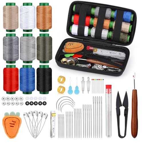 TLKKUE Sewing Kit, Travel Sewing Kit with Upholstery Threads and Needles - color: 9 Colors Thread