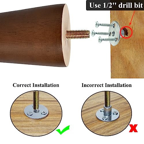 Furniture Legs 4 inch Wood Sofa Legs Brown Replacement Legs for Couch Cabinet Futon Dresser Pack of 4 - size: 4 inch Brown
