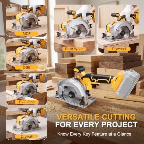 5.5-Inch Cordless Circular Saw Compatible with DeWalt 20V Battery