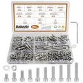 256Pcs M5 201 Stainless Steel Hex Socket Cap Bolt & Nut Set - size: M5x6/8/10/12/16/18/20/25/30/35-256Pcs