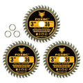 FOXBC 3 Inch Carbide Circular Saw Blade 36 Tooth for Wood, Plastic, PVC, Acrylic, Aluminum with 7/16" Arbor, 3/8" Bushing - 3 Pack