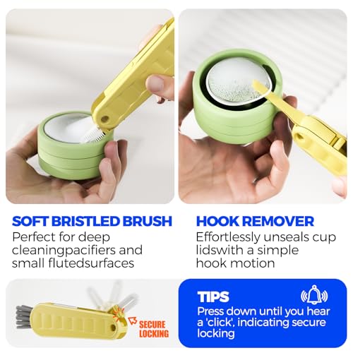 Holikme 6 Pack 4 in 1 Cup Lid Cleaning Brush 3 Straws Bottle Brush,Yellow - color: Yellow