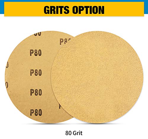 S SATC 100 PCS PSA Sanding Discs 6 Inch Adhesive Backed Sandpaper 80 Grit Sander Attachment for Drill Self Stick Aluminum Oxide Round Automotive Sandpaper with Sticky Back - style: 80 Grit