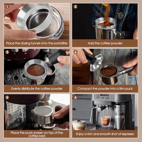 Reoszeank 51mm Espresso Accessories Kit, Tamper, WDT, Dosing Funnel - size: 51mm Fits Delonghi/CASABREWS/atatix