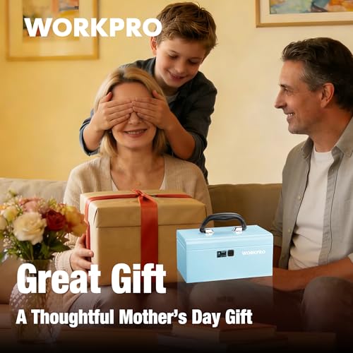 WORKPRO 10.8" Mini Metal Tool Box with Removable Tray - color: Macaron Blue