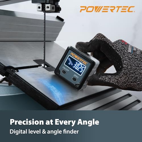POWERTEC 71828V Table Saw Angle Gauge, Digital Angle Finder Protractor, Digital Level Box, 1 Pack, Digital Angle Gauge for Woodworking, Table Saw, Miter Saw
