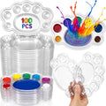 100 Pcs Large Clear Footprint Paint Tray Palette Disposable Watercolor Palette Acrylic Pallet Color Mixing Tray for Painting Party Oil Watercolor Craft Supplies DIY Art Painting - style: Footprint