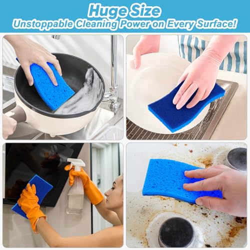 AIDEA XL Sponges Kitchen 12Count, Non-Scratch Scrub Sponges for Dishes - color: Blue-extra Large