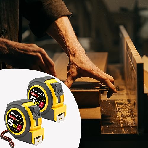 2 Packs Measuring Tape Retractable 16 ft, Steel Tape Measure, 16-Foot Basics Self-Locking Measurement Auto Lock Tape Rule Imperial/Metric Tape Measure for Body Measurements Handicraftsman - color: 2 Pack, size: 16 ft