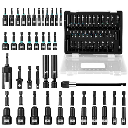 Saker Magnetic Nut Driver Set: 38pcs Impact Driver Socket Adapters with Bit Extension,Wing Nut Driver,Spark Plug Socket,Universal Hex Adapter - 4pcs Stainless Steel Kit - size: 38PCS