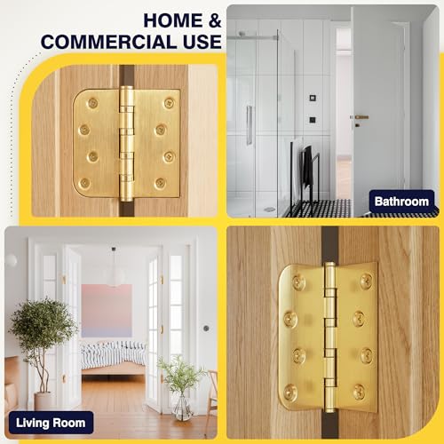 KOLET Ball Bearing Door Hinge, 4 x 4 Inches, Brushed Gold, 3 Pack - color: Gold, size: 3 Pack