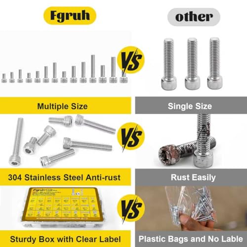 1220PCS M3M4M5M6 Metric Hex Socket Head Screws Assortment Kit - size: SS M3M4M5M6 1220pcs