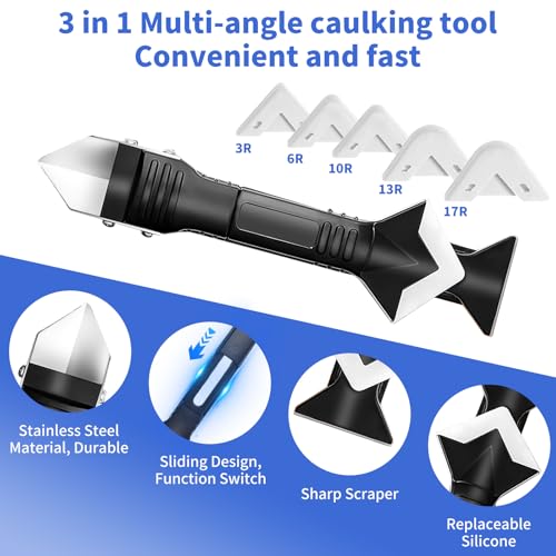 Caulking Tool,3 in 1Silicone Caulk Remover Tool Kit,Sealant Finishing Tool