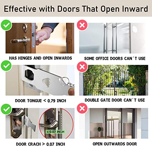 Hotel Door Lock, Portable for Travel Airbnb Apartment, No-Drill Security