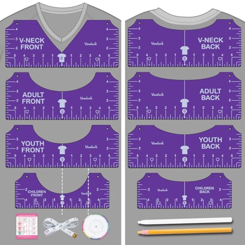 Vowlove T-Shirt Alignment Ruler for Shirt Design Placement and Heat Press - color: 02 Purple