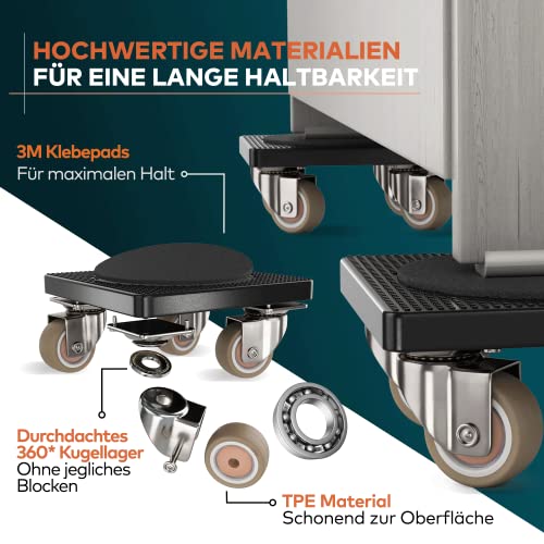 Furniture Lifter & Moving Kit, 5-Piece Furniture Movers with 360° Wheels, 440 lb Capacity, 25.6" Extra-Long Lever, Non-Slip Pads, Heavy-Duty Furniture Moving Sliders for Appliances & Furniture
