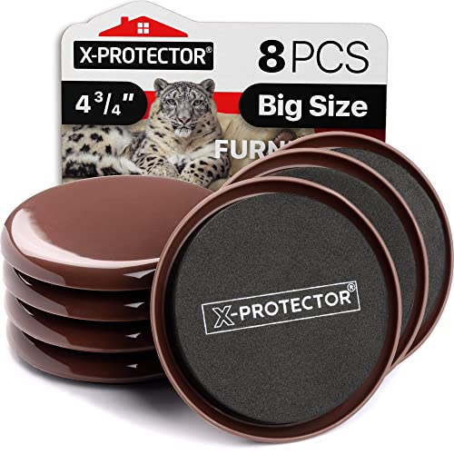 Furniture Sliders for Carpet X-PROTECTOR - 8 PCS Heavy Moving Pads 4 3/4" - size: 8 PCS 4.75", For Carpet